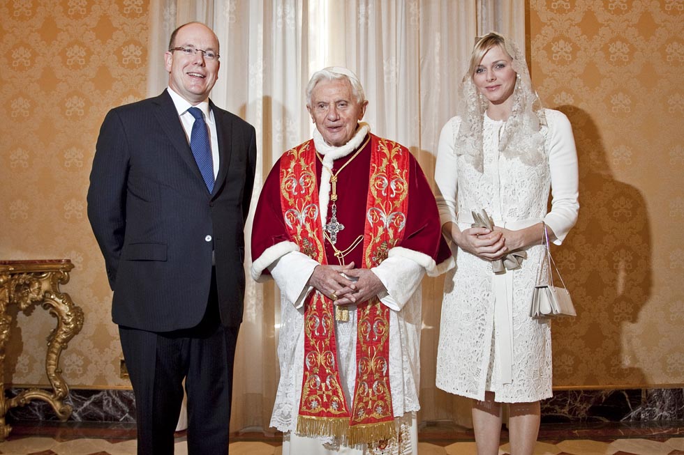 Pope Benedict XVI Receives Prince Albert II of Monaco and Princess Charlene